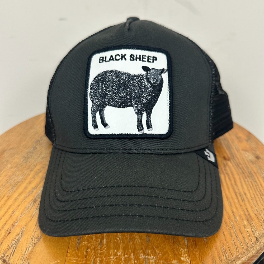 Goorin Bros Trucker Cap Black Sheep Patch Adjustable Snapback Hat Mens One Size